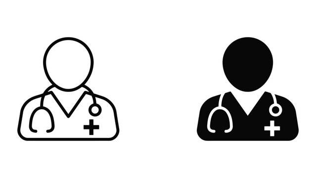Doctor icon set with stethoscope and medical coat for healthcare provider profiles and hospital mobile application user interface