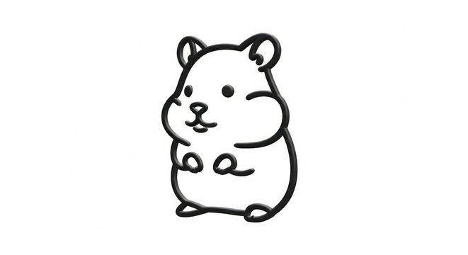 Cute hamster pet line art illustration