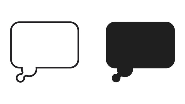 Rectangular chat bubble icon set unique wavy tail representing dynamic conversation communication