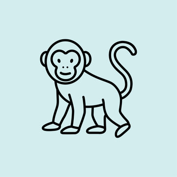 Line art icon of a monkey, representing non-human primate virus hosts.
