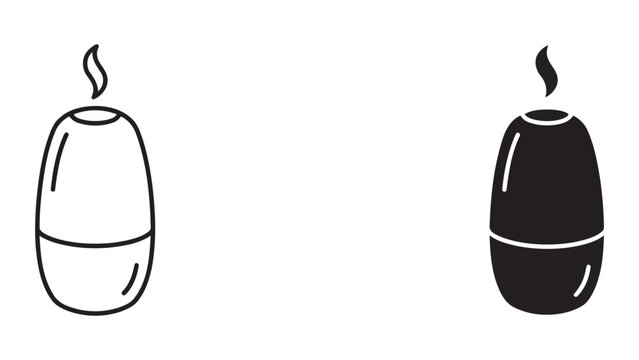 Minimalist aromatherapy diffuser icon set with linear and solid black aesthetic styles