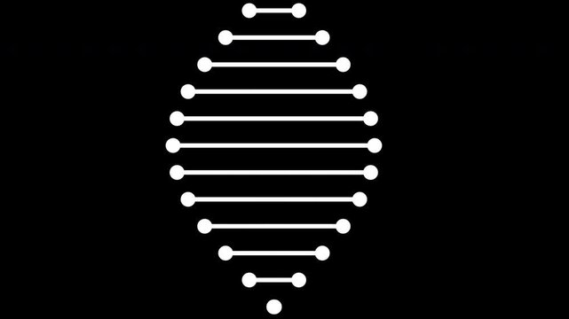 DNA Helix Animation Loop, White Flat Vector Genetic Structure on Pure Black Background