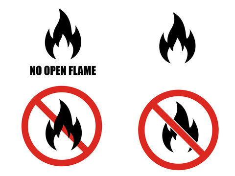 No Open Flame Prohibition Sign Icon