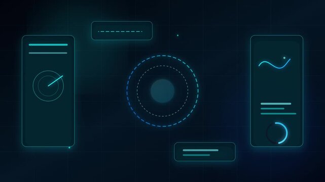 HUD Futuristic Dashboard Animation | Sci Fi UI Data Interface Motion Graphics Pack | Cyberpunk Tech Hologram Display Layout for Corporate Promo Video