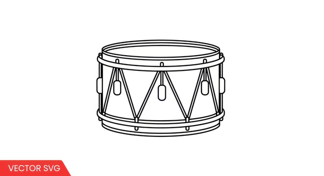 A black line drawing of snare drum.