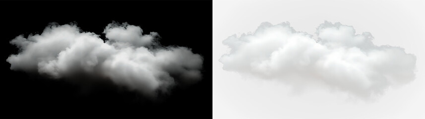 Fluffy white clouds floating in the sky isolated on a transparent background during daytime, PNG with a light overlay © Liubov