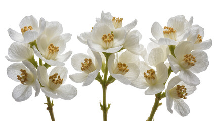 Fototapeta premium White Jasmine Flowers with Yellow Stamens on Stems