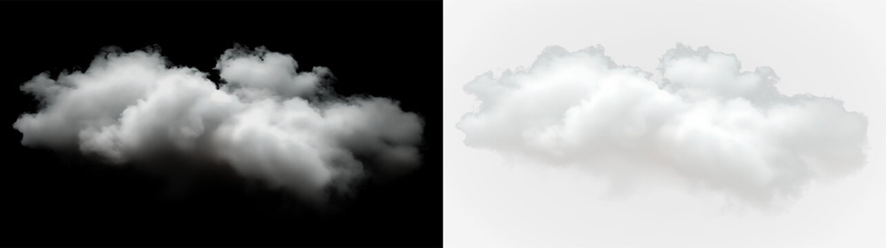 Fluffy white clouds floating in the sky isolated on a transparent background during daytime, PNG with a light overlay