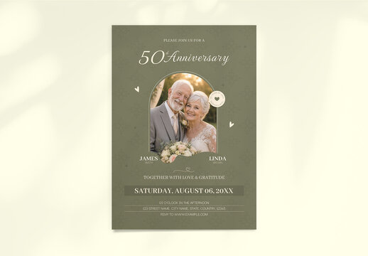 Elegant 50th Anniversary Invitation Card Design