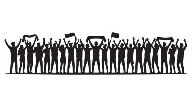silhouette vector of a group of football supporters 007