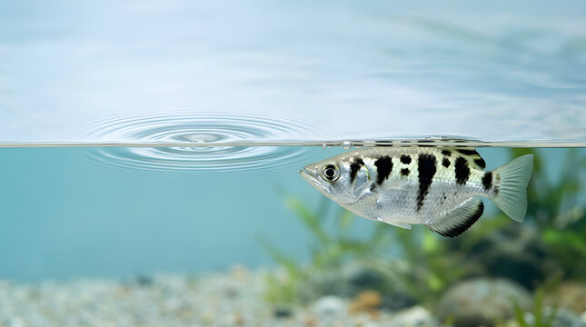 Freshwater Archerfish Near Water Surface in Mangrove Habitat Underwater Wildlife Photography