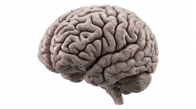 Realistic 3D Render of Human Brain Lateral View