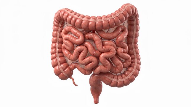 Realistic 3D Render of Human Large and Small Intestines