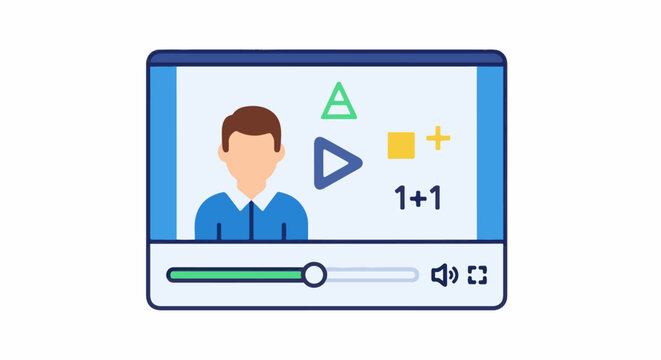 Educational video player with math symbols and controls