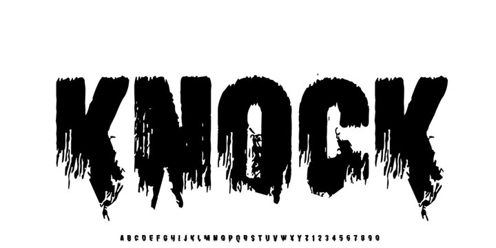 Knock Grunge Font, Uppercase 
Heavy distressed grunge font with rough texture, perfect for hardcore music, band posters, and underground design. vector illustration 