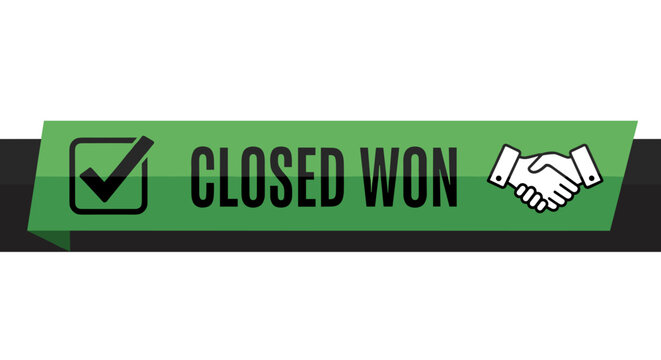 Business Deal Closed Won Agreement Handshake Success.