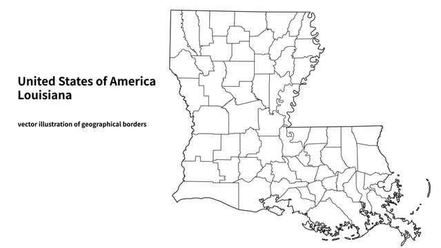 Louisiana state map vector illustration with administrative parish borders
