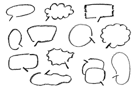 Hand Drawn Comic Speech Bubble Collection Set Vector Illustration
