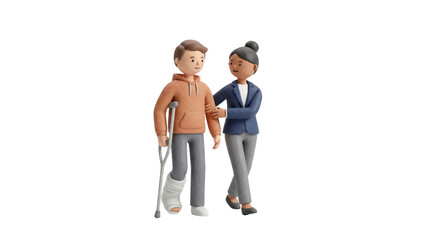 Fototapeta premium Insurance guidance for injury recovery hospital setting 3d illustration supportive environment close-up viewpoint