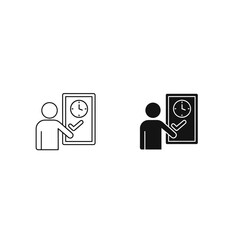 Fototapeta premium Time management icon set, outline and solid, white background, vector illustration