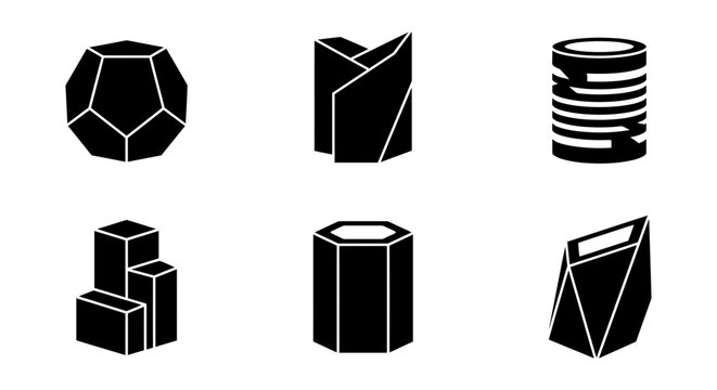 Geometric Shapes Vector Icons, Abstract Forms Collection, Modern 3D Objects Set, Minimalist Design Elements