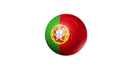 Obraz premium 3d soccer ball with portugal flag texture isolated on white background