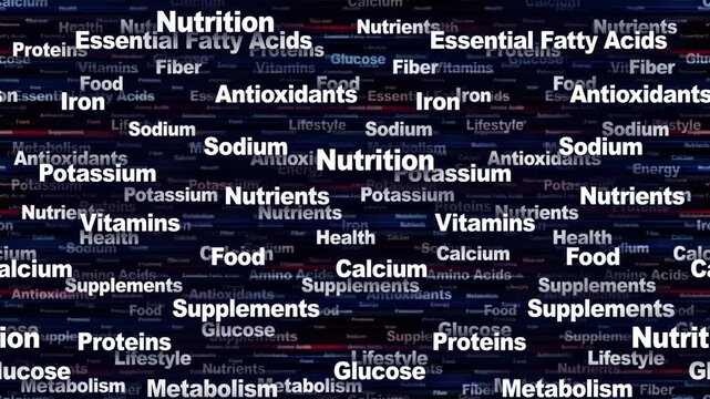 NUTRITION Seamless Endless Keywords Animation, Background, Loop
