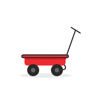 Icon of a classic red metal toy wagon for kids.
