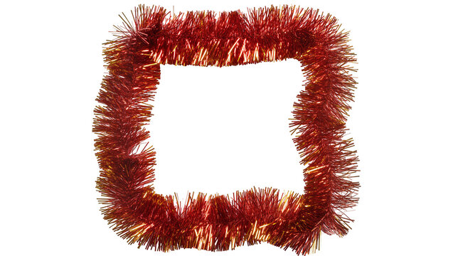 Red metallic tinsel garland frame