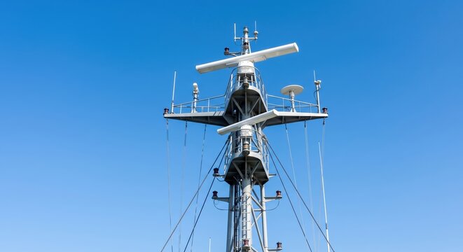 Radar mast on a cargo ship