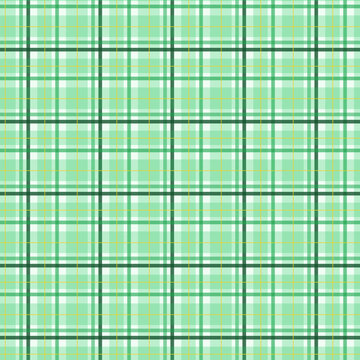 Seamless modern green and yellow plaid tartan checkered pattern for textile design and various backgrounds
