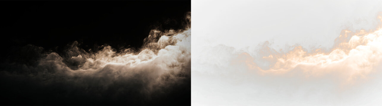Clouds with soft light in the sky during sunset with isolated background for background use and design, PNG with a light overlay