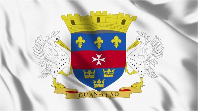 Saint Barthelemy Flag Animation, 4K MP4 Waving Caribbean Territorial Banner Background Video