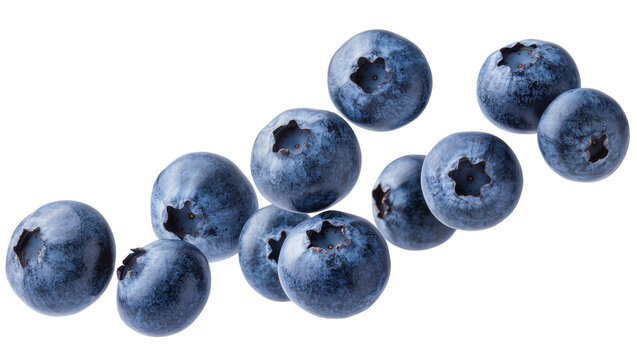Scattered fresh blueberries with visible calyx