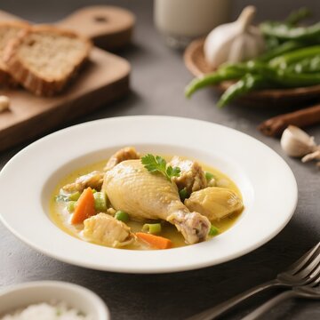 4k high quality Ai generative HD photo realistic background wallpaper food menu restaurant cafe Indonesian traditional cooking dish cuisine chicken ginseng soup semur stew lodeh vegetable sop