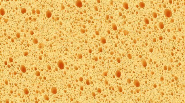 Close up of yellow sponge texture with porous surface showing many holes and soft material suitable for cleaning or absorbing liquids in household or industrial use.