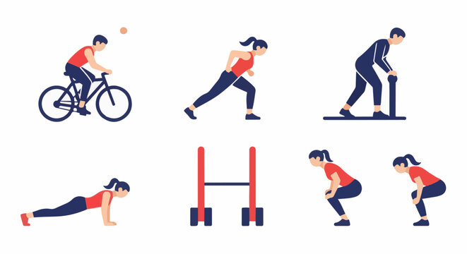 Diverse group of individuals engaged in various athletic activities for fitness