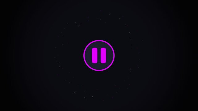 Neon Purple Animated Pause Button with Particle Burst Effect