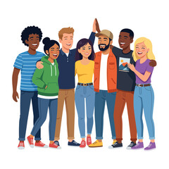 Fototapeta premium Diverse Friends Group High Five Celebration Diverse Ethnicity People