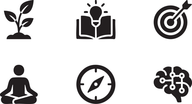 Confidence Building And Motivation Filled Icons For Growth Mindset And Achievement