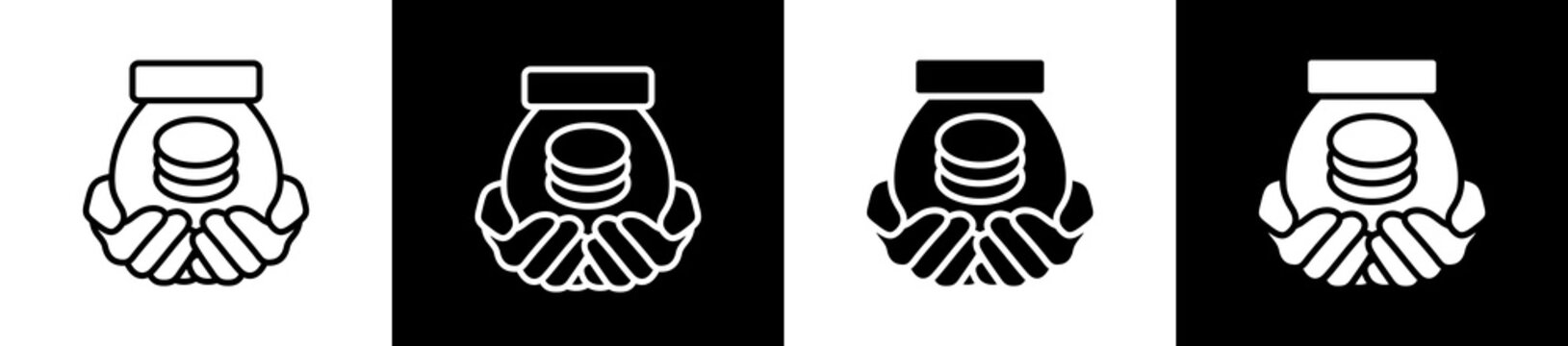 Funds Icon In Outline And Glyph Styles With Black And White Variations