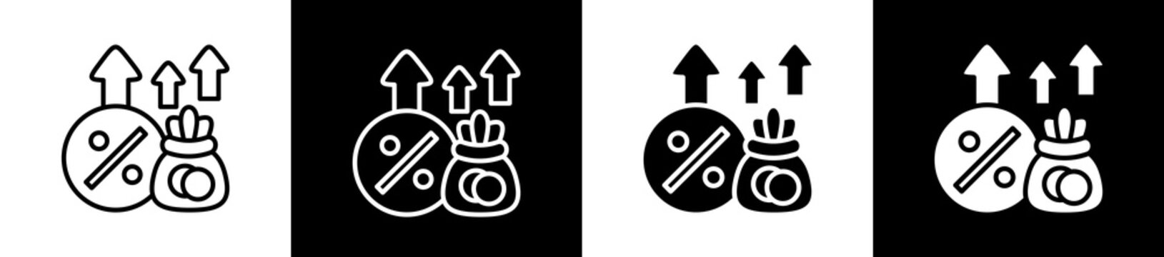 Interest Icon In Outline And Glyph Styles With Black And White Variations