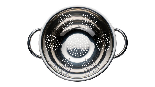 Stainless steel colander with handles and perforated holes
