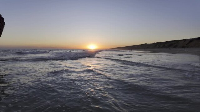  (Paneo) Torre de la Higuera en la playa de Matalasca&ntilde;as al atardecer, Huelva, Andaluc&iacute;a. Mayo 2026.