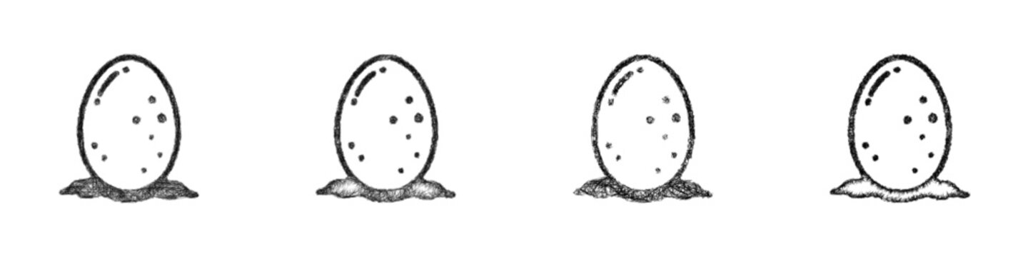 Sketch monochrome turtle egg icon design set
