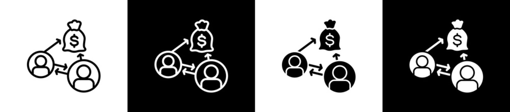 Sharing Icon In Outline And Glyph Styles With Black And White Variations
