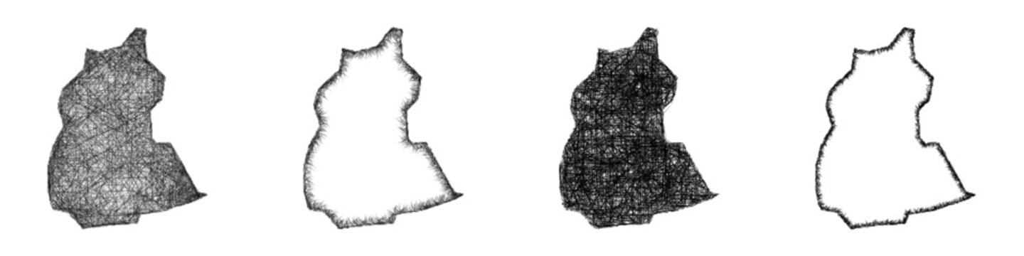 Monochrome sketch Swindon (England) outline map design set
