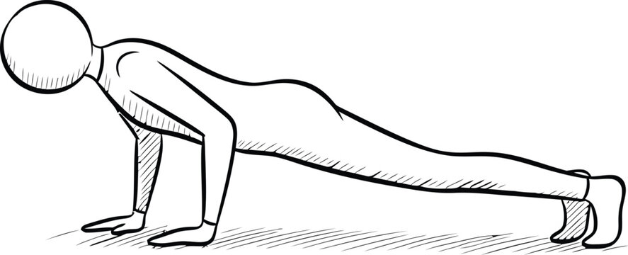 Push up exercise sketch illustration