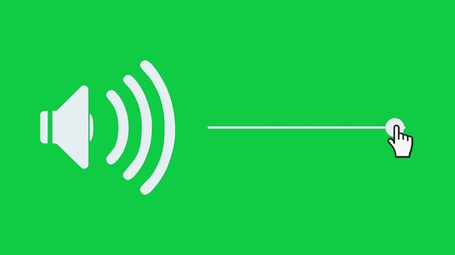 Video animation of a audio volume level control icon animation, sound volume slider interface - close-up.