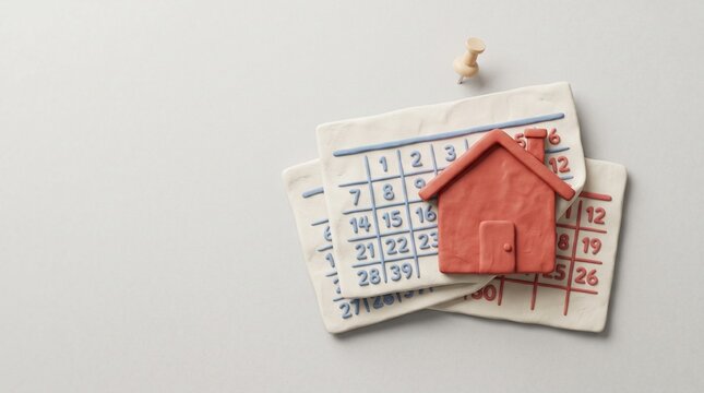 House model on calendar for real estate planning and organization  